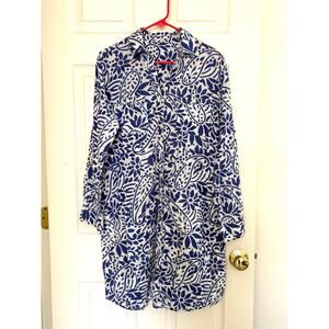 Roberta Roller Rabbit Dress Cotton Shirt Size Small Blue White Paisley Button
